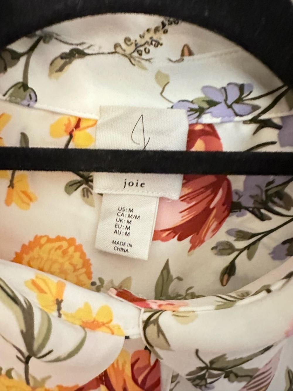 JOIE M Colorful floral pearl Button satin whimsical long sleeve top cottagecore - Picture 4 of 14